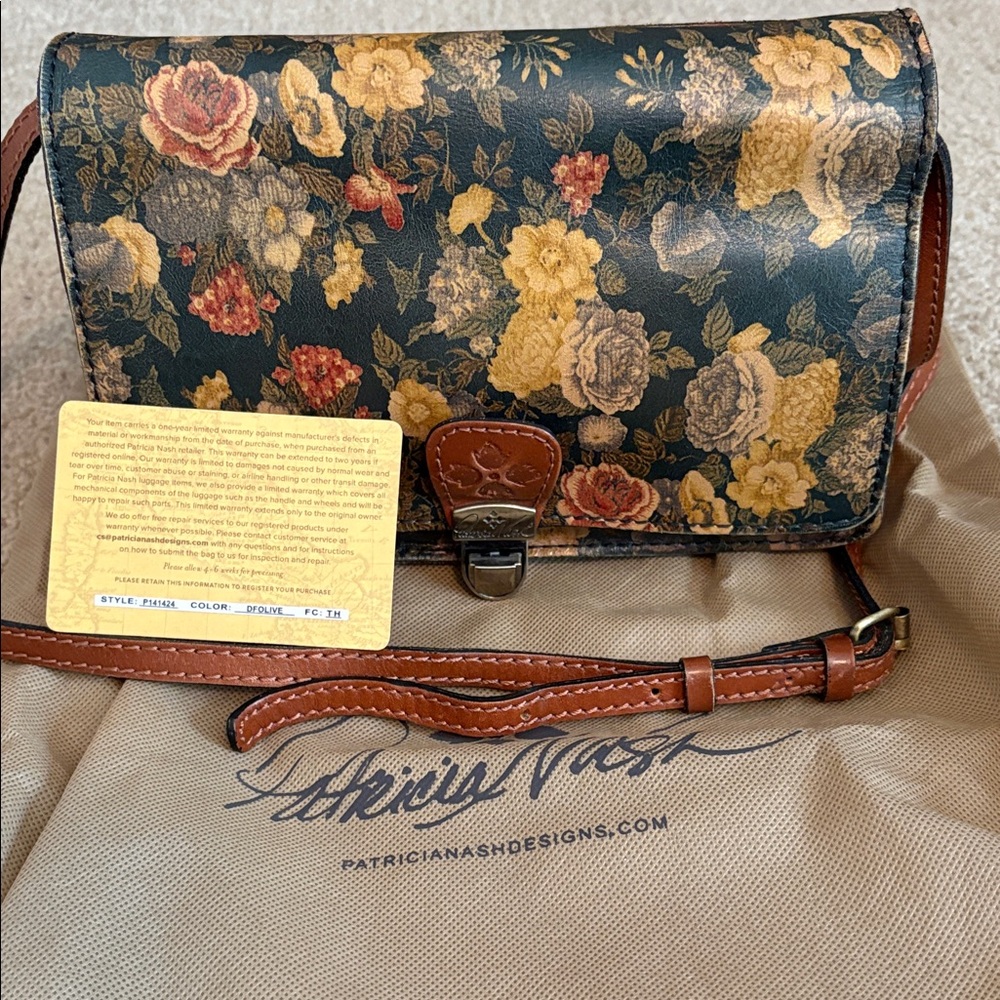 Patricia Nash Black and Yellow Floral Crossbody Bag